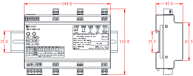 AIM-D100-CAD Dual-channel DC  Charging Pile Insulation Monitoring Device Dimension and Installation