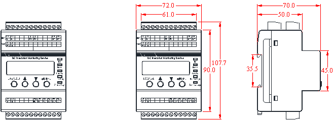 AIM-D100-T series DC Insulation Monitorv Dimension