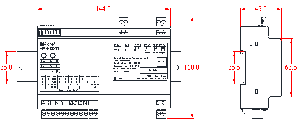 AIM-D100-TS Series DC Insulation Monitor Dimension and Installation