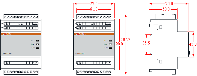 AIM-D200-CAI DC Insulation Monitor Dimension
