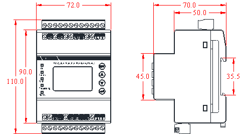 AIM-D500-CA(with ACPD300) DC System Insulation Monitoring Device Dimension - 1