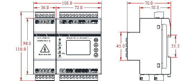 AIM-D500-CA(with ACPD300) DC System Insulation Monitoring Device Dimension - 2