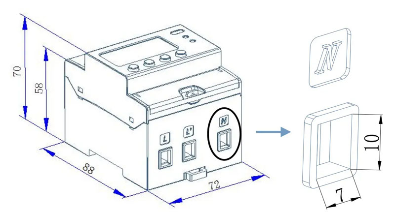 Dimension_of_ADL100-EY_Single_Phase_Prepaid_Energy_Meter